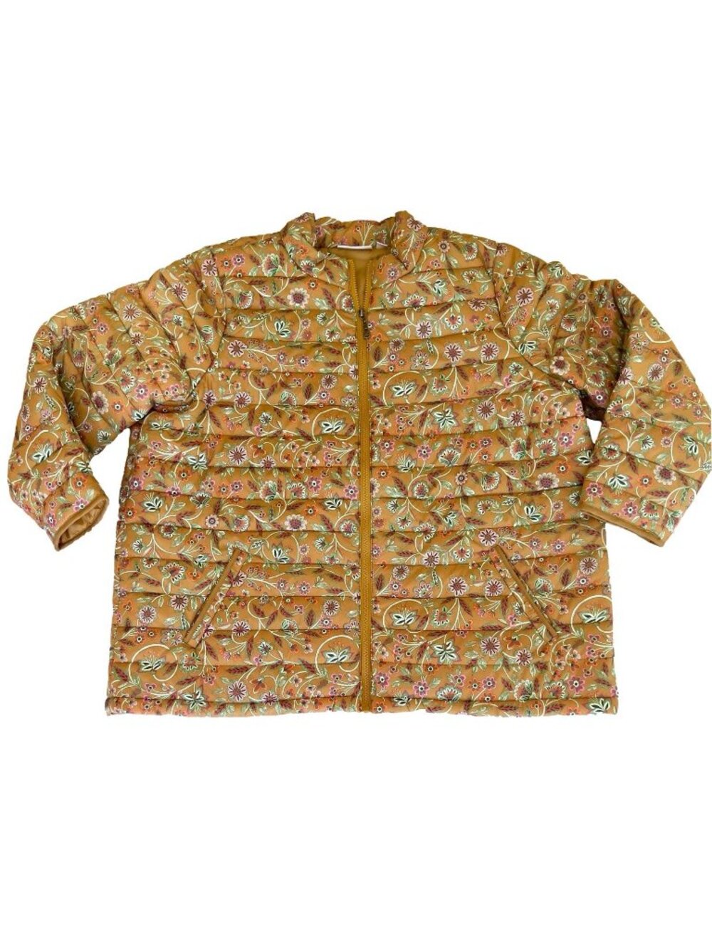 Belle Boho by Kim Gravel Rustic Paisley Printed Puffer Car Jacket 1X NWOT